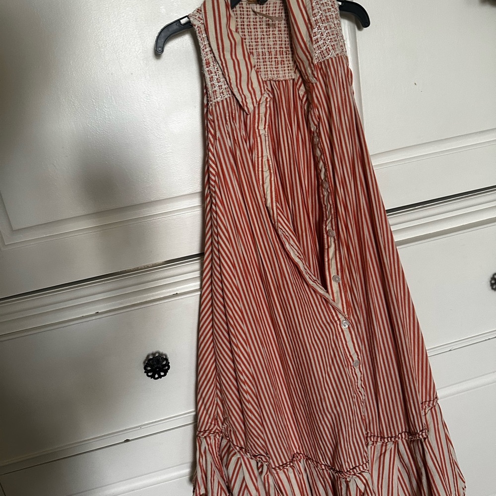 Free People Red and White Striped Backless Dress